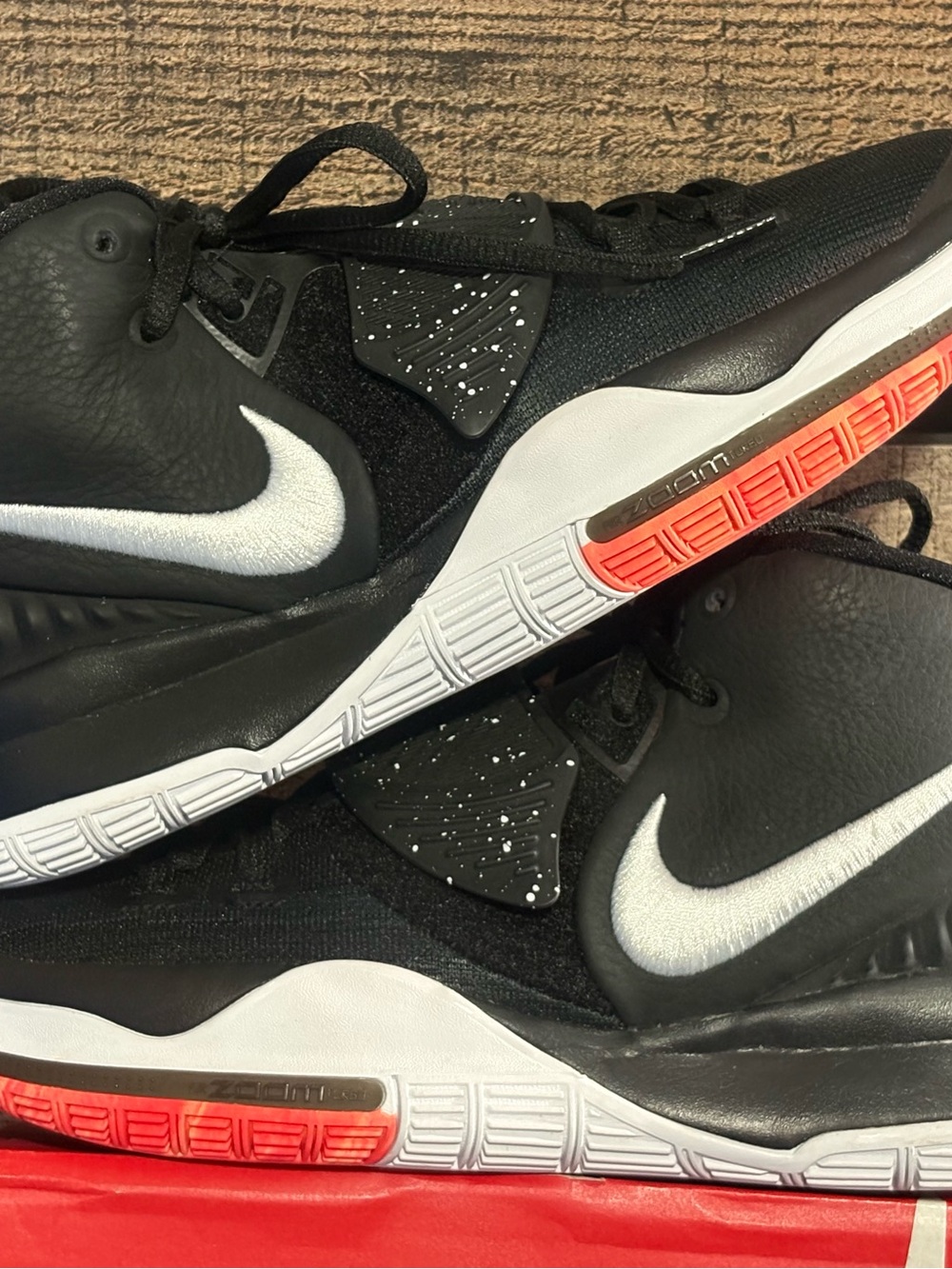 Nike Black White Orange Basketball Sneakers with Swoosh